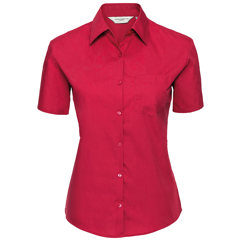 Women's short sleeve pure cotton easycare poplin shirt - C and G Embroidery