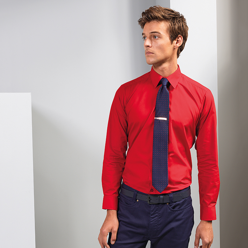 'Colours' poplin fitted long sleeve shirt C and G Embroidery